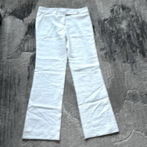 Simon Chang white straight leg pants, size 6.